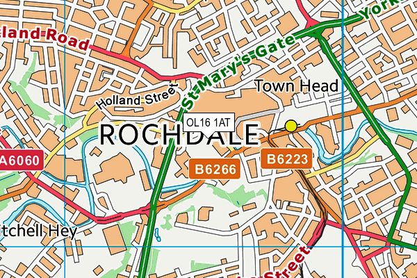 OL16 1AT map - OS VectorMap District (Ordnance Survey)