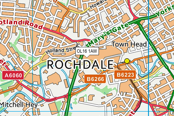 OL16 1AW map - OS VectorMap District (Ordnance Survey)