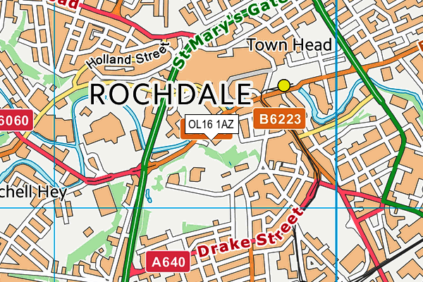 OL16 1AZ map - OS VectorMap District (Ordnance Survey)