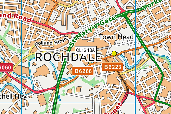 OL16 1BA map - OS VectorMap District (Ordnance Survey)