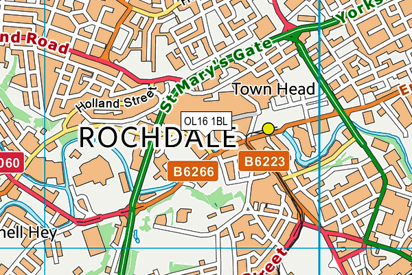 OL16 1BL map - OS VectorMap District (Ordnance Survey)