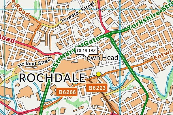 OL16 1BZ map - OS VectorMap District (Ordnance Survey)