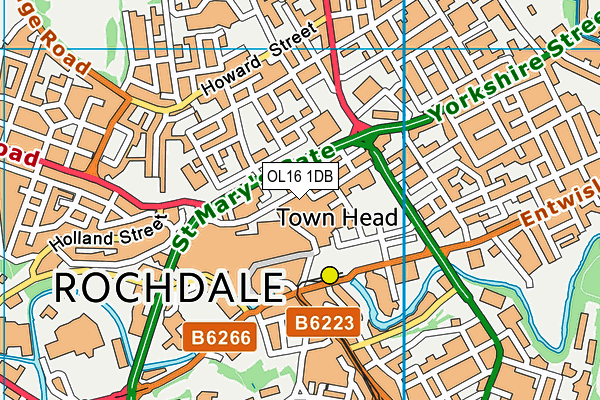 OL16 1DB map - OS VectorMap District (Ordnance Survey)