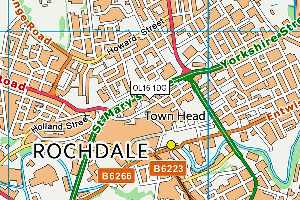 OL16 1DG map - OS VectorMap District (Ordnance Survey)