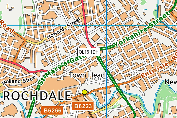 OL16 1DH map - OS VectorMap District (Ordnance Survey)