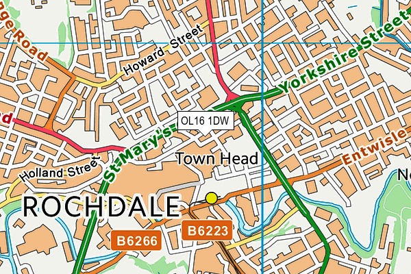 OL16 1DW map - OS VectorMap District (Ordnance Survey)