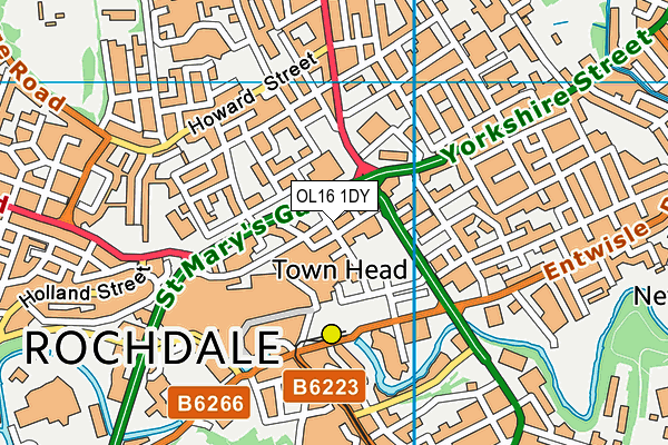 OL16 1DY map - OS VectorMap District (Ordnance Survey)