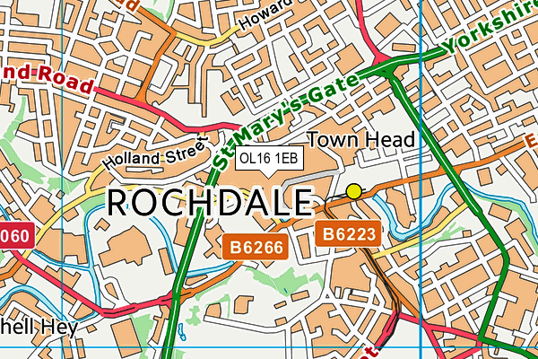 OL16 1EB map - OS VectorMap District (Ordnance Survey)