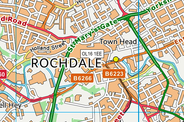 OL16 1EE map - OS VectorMap District (Ordnance Survey)