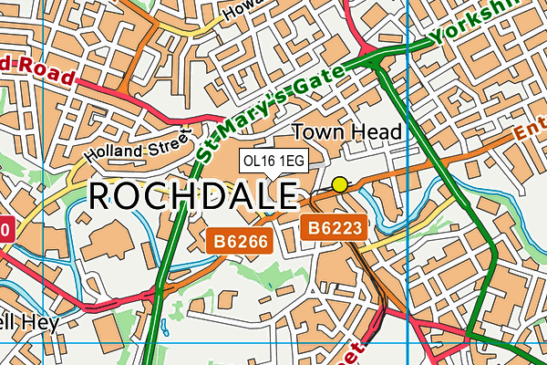 OL16 1EG map - OS VectorMap District (Ordnance Survey)