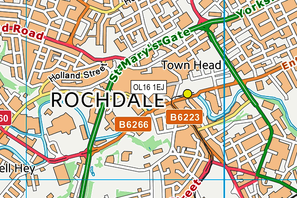 OL16 1EJ map - OS VectorMap District (Ordnance Survey)