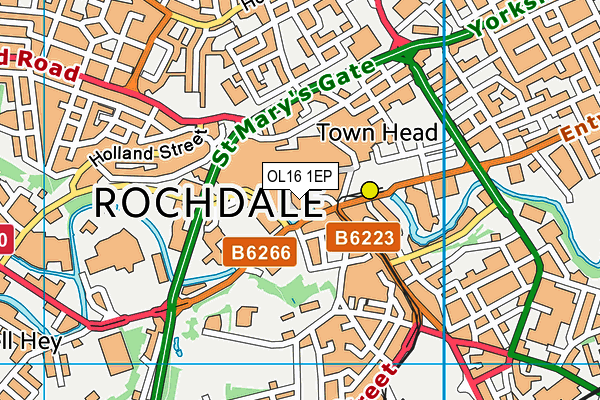 OL16 1EP map - OS VectorMap District (Ordnance Survey)