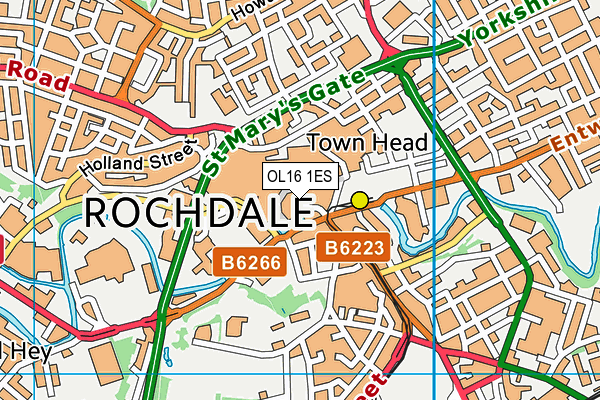 OL16 1ES map - OS VectorMap District (Ordnance Survey)