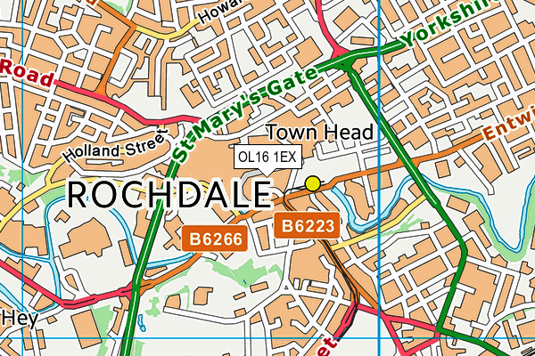 OL16 1EX map - OS VectorMap District (Ordnance Survey)