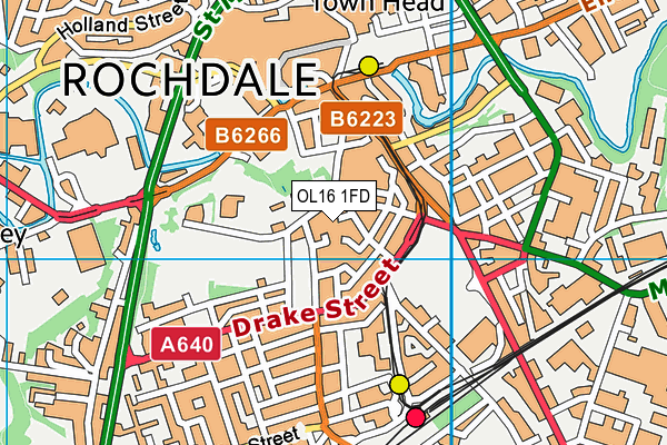 OL16 1FD map - OS VectorMap District (Ordnance Survey)