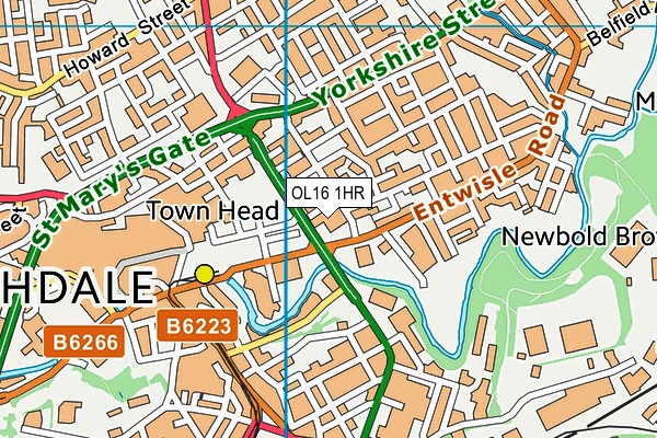 OL16 1HR map - OS VectorMap District (Ordnance Survey)