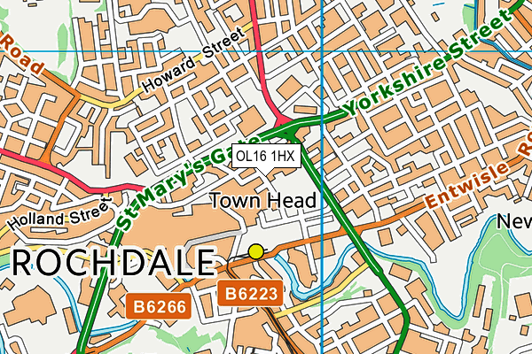 OL16 1HX map - OS VectorMap District (Ordnance Survey)