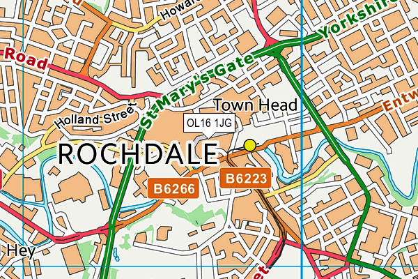 OL16 1JG map - OS VectorMap District (Ordnance Survey)