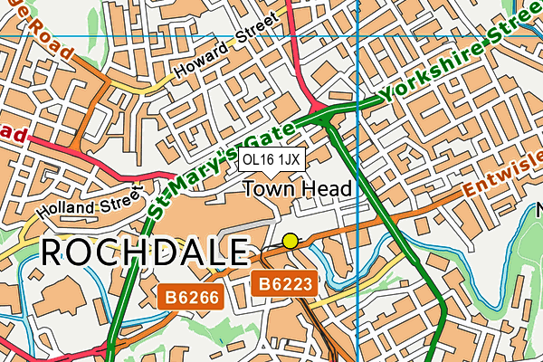 OL16 1JX map - OS VectorMap District (Ordnance Survey)