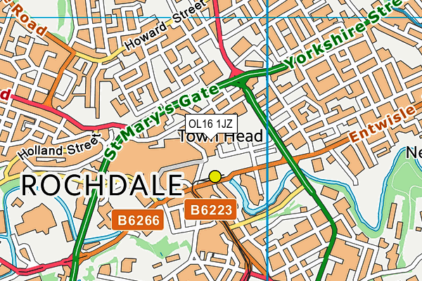 OL16 1JZ map - OS VectorMap District (Ordnance Survey)