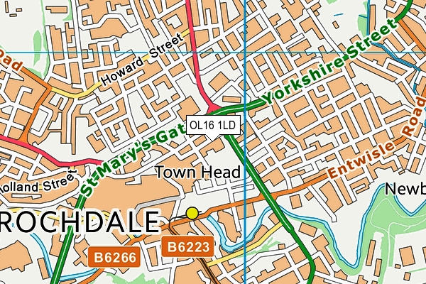 OL16 1LD map - OS VectorMap District (Ordnance Survey)