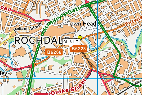 OL16 1LT map - OS VectorMap District (Ordnance Survey)