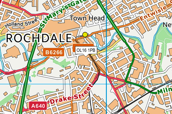 OL16 1PB map - OS VectorMap District (Ordnance Survey)