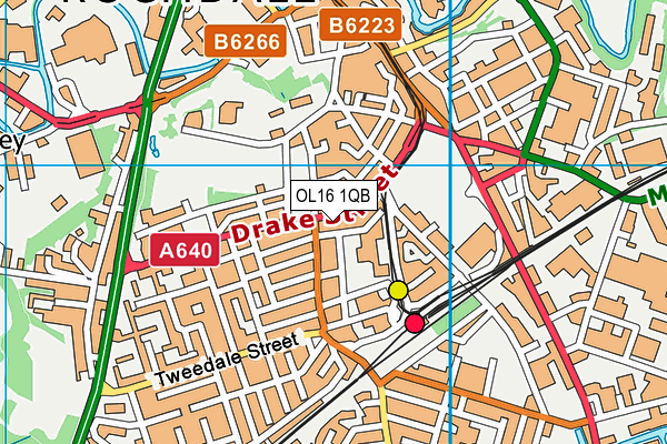 OL16 1QB map - OS VectorMap District (Ordnance Survey)