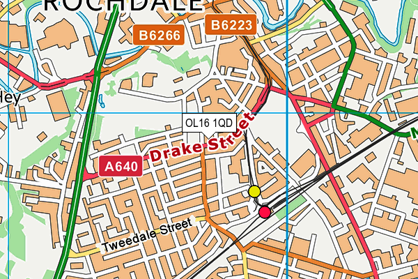 OL16 1QD map - OS VectorMap District (Ordnance Survey)