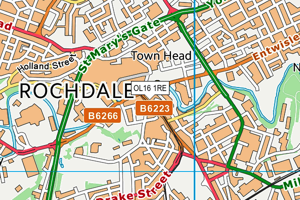 OL16 1RE map - OS VectorMap District (Ordnance Survey)