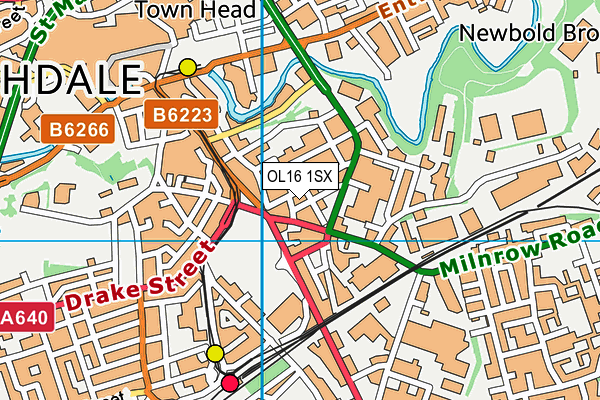 OL16 1SX map - OS VectorMap District (Ordnance Survey)