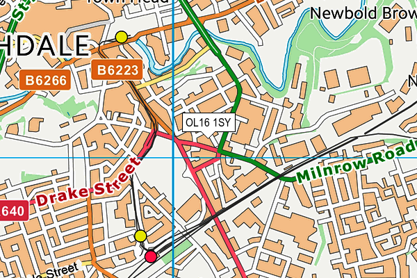 OL16 1SY map - OS VectorMap District (Ordnance Survey)