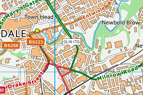 OL16 1TG map - OS VectorMap District (Ordnance Survey)