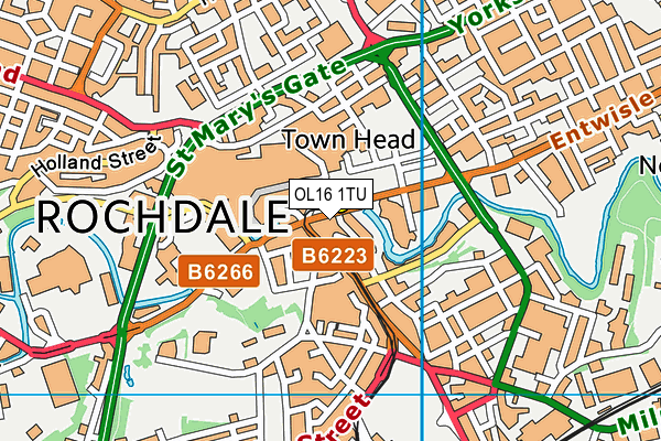 OL16 1TU map - OS VectorMap District (Ordnance Survey)