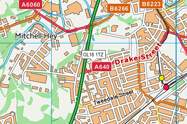 OL16 1TZ map - OS VectorMap District (Ordnance Survey)