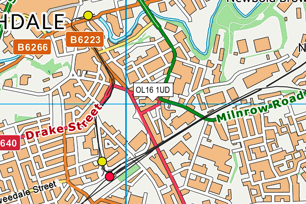 OL16 1UD map - OS VectorMap District (Ordnance Survey)