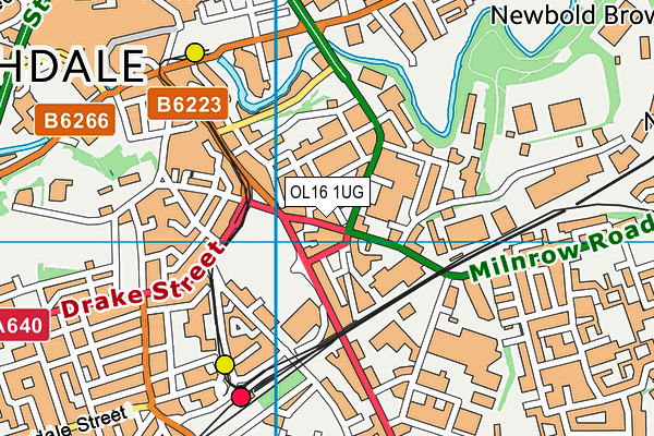 OL16 1UG map - OS VectorMap District (Ordnance Survey)