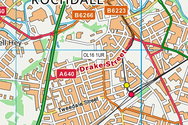 OL16 1UR map - OS VectorMap District (Ordnance Survey)