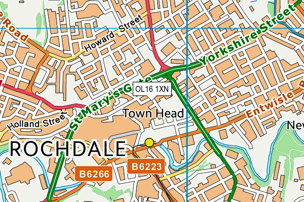 OL16 1XN map - OS VectorMap District (Ordnance Survey)