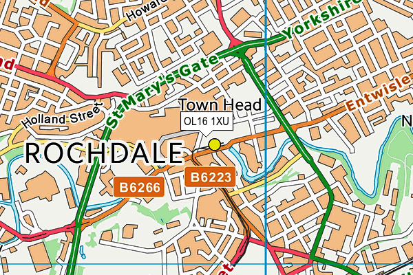 OL16 1XU map - OS VectorMap District (Ordnance Survey)