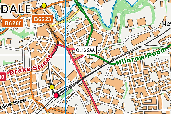 OL16 2AA map - OS VectorMap District (Ordnance Survey)