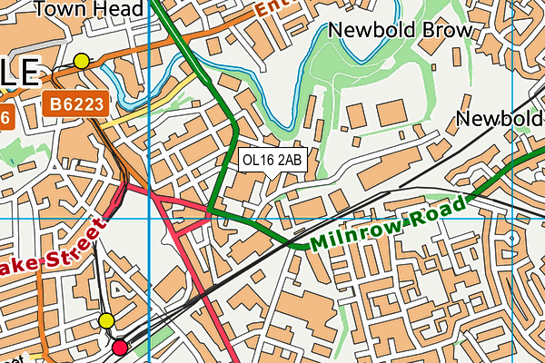 OL16 2AB map - OS VectorMap District (Ordnance Survey)