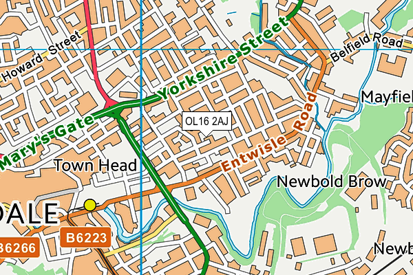 OL16 2AJ map - OS VectorMap District (Ordnance Survey)