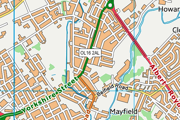 OL16 2AL map - OS VectorMap District (Ordnance Survey)