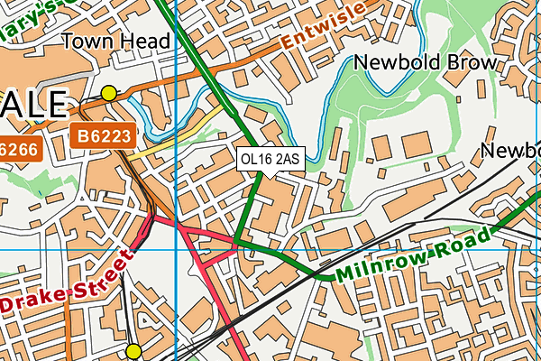 OL16 2AS map - OS VectorMap District (Ordnance Survey)