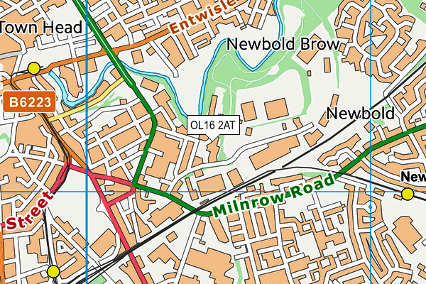 OL16 2AT map - OS VectorMap District (Ordnance Survey)