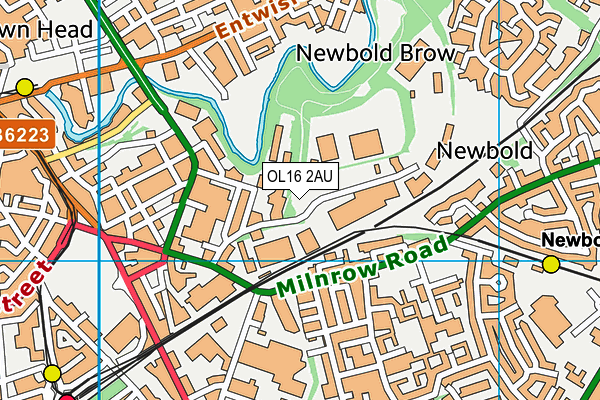 OL16 2AU map - OS VectorMap District (Ordnance Survey)