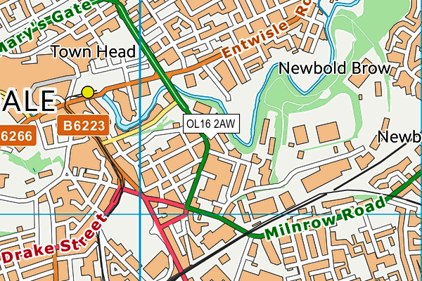 OL16 2AW map - OS VectorMap District (Ordnance Survey)