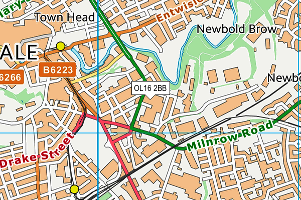 OL16 2BB map - OS VectorMap District (Ordnance Survey)