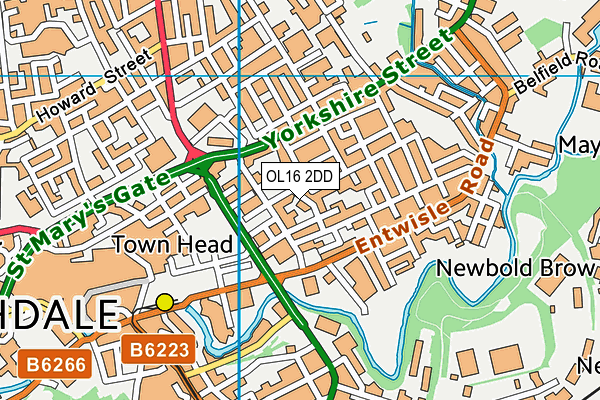 OL16 2DD map - OS VectorMap District (Ordnance Survey)